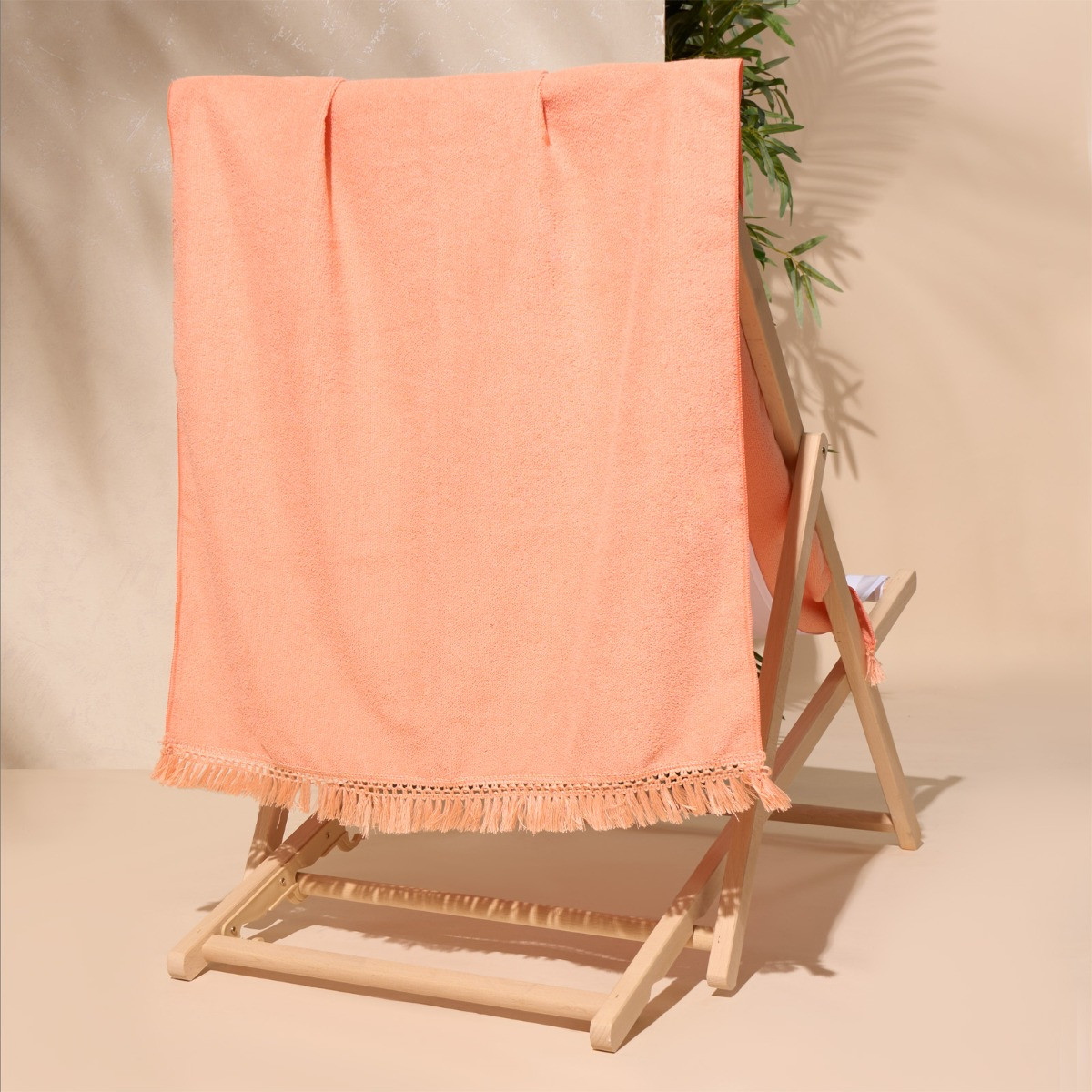 Sienna Tassel Beach Towel Bag - Coral Orange>
