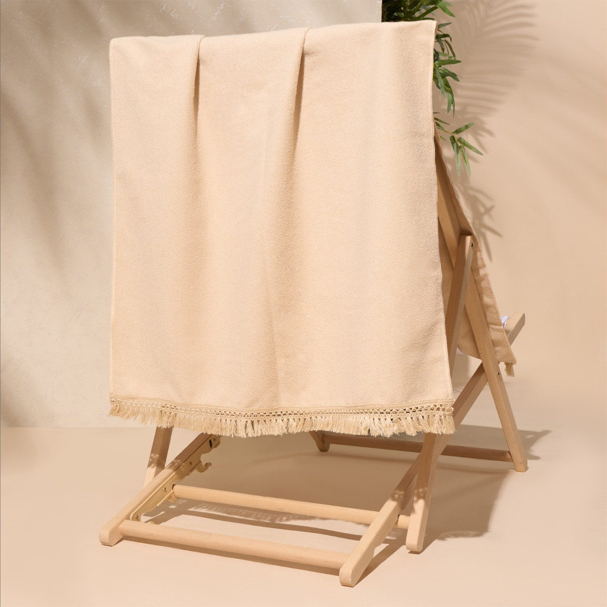 Sienna Tassel Beach Towel Bag - Natural Beige>