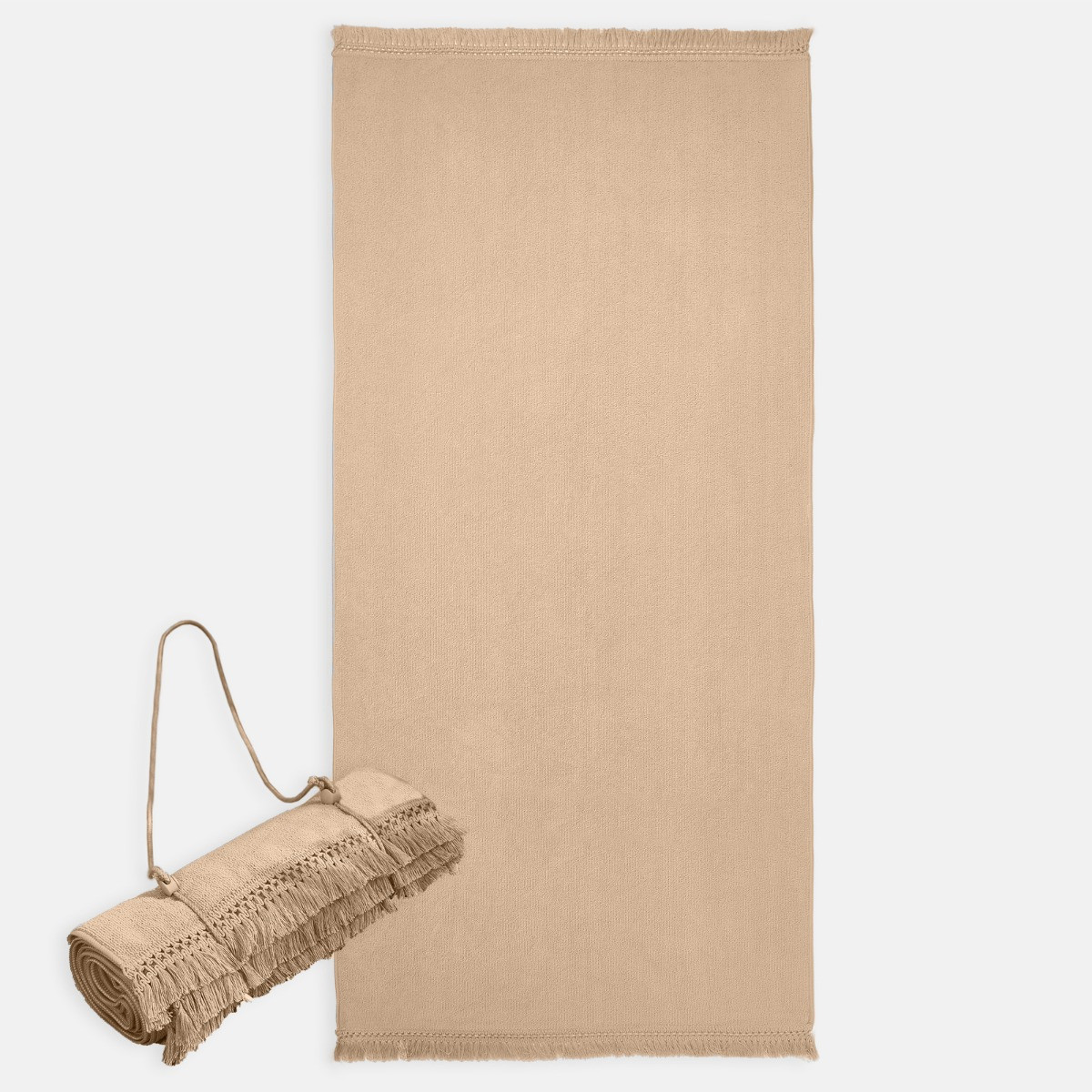 Sienna Tassel Beach Towel Bag - Natural Beige>