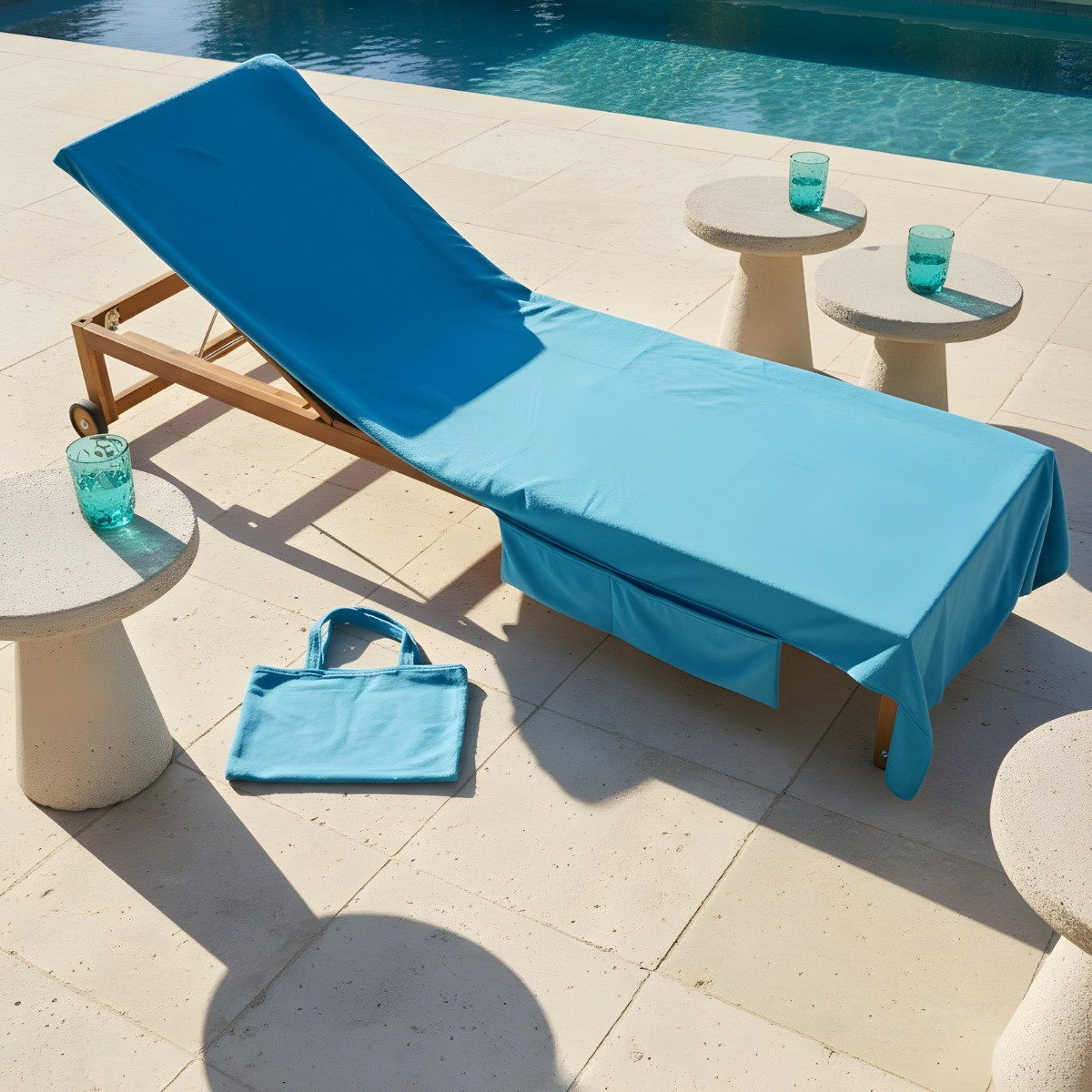 OHS Beach Towel In A Bag - Sea Blue>