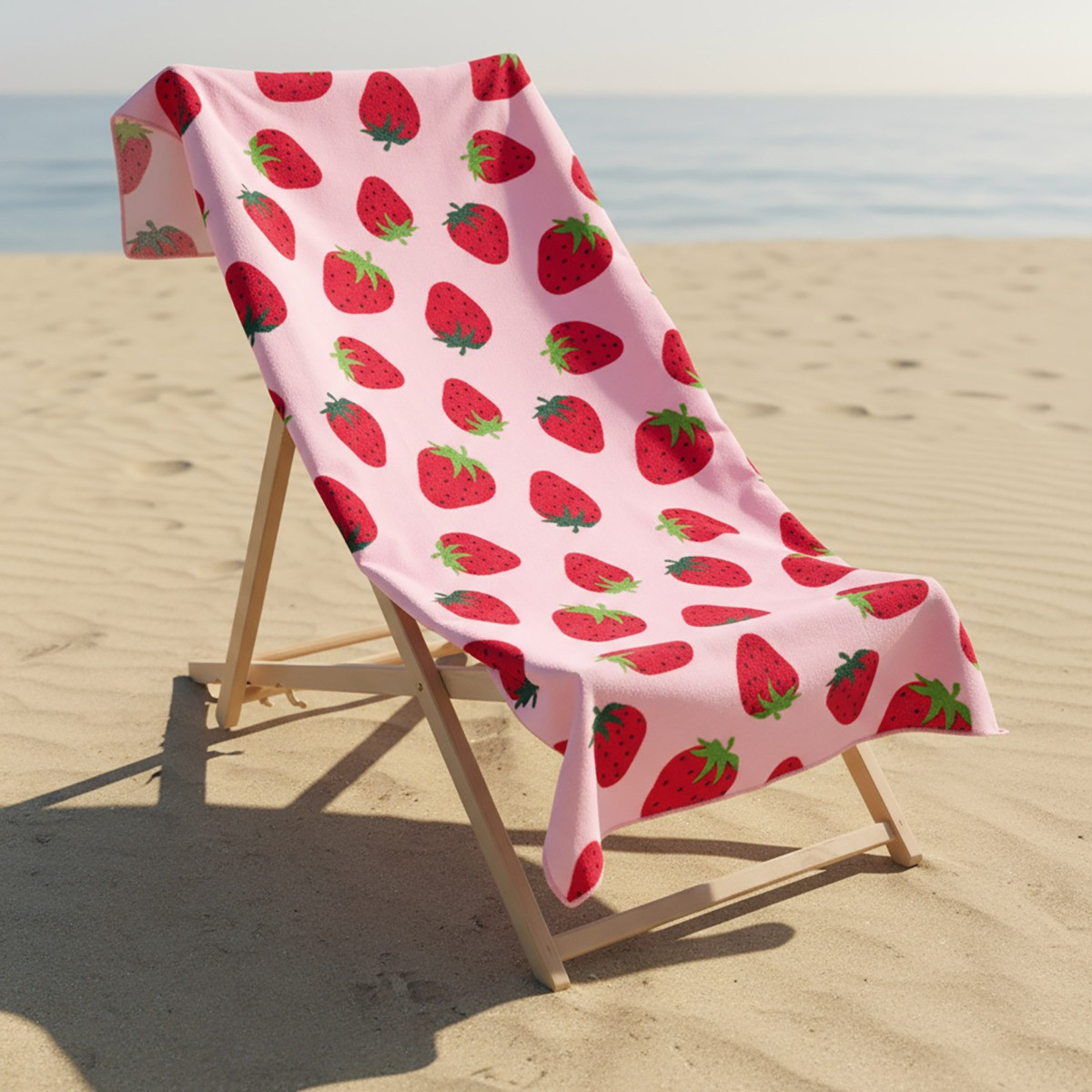 OHS Strawberry Print Beach Towel - Pink>