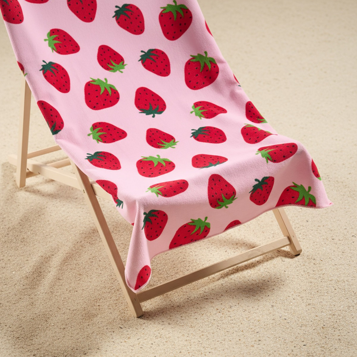 OHS Strawberry Print Beach Towel - Pink>