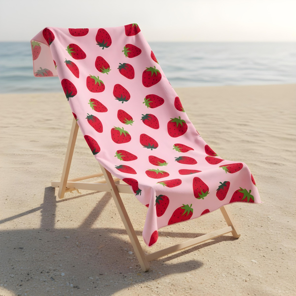 OHS Strawberry Print Beach Towel - Pink>