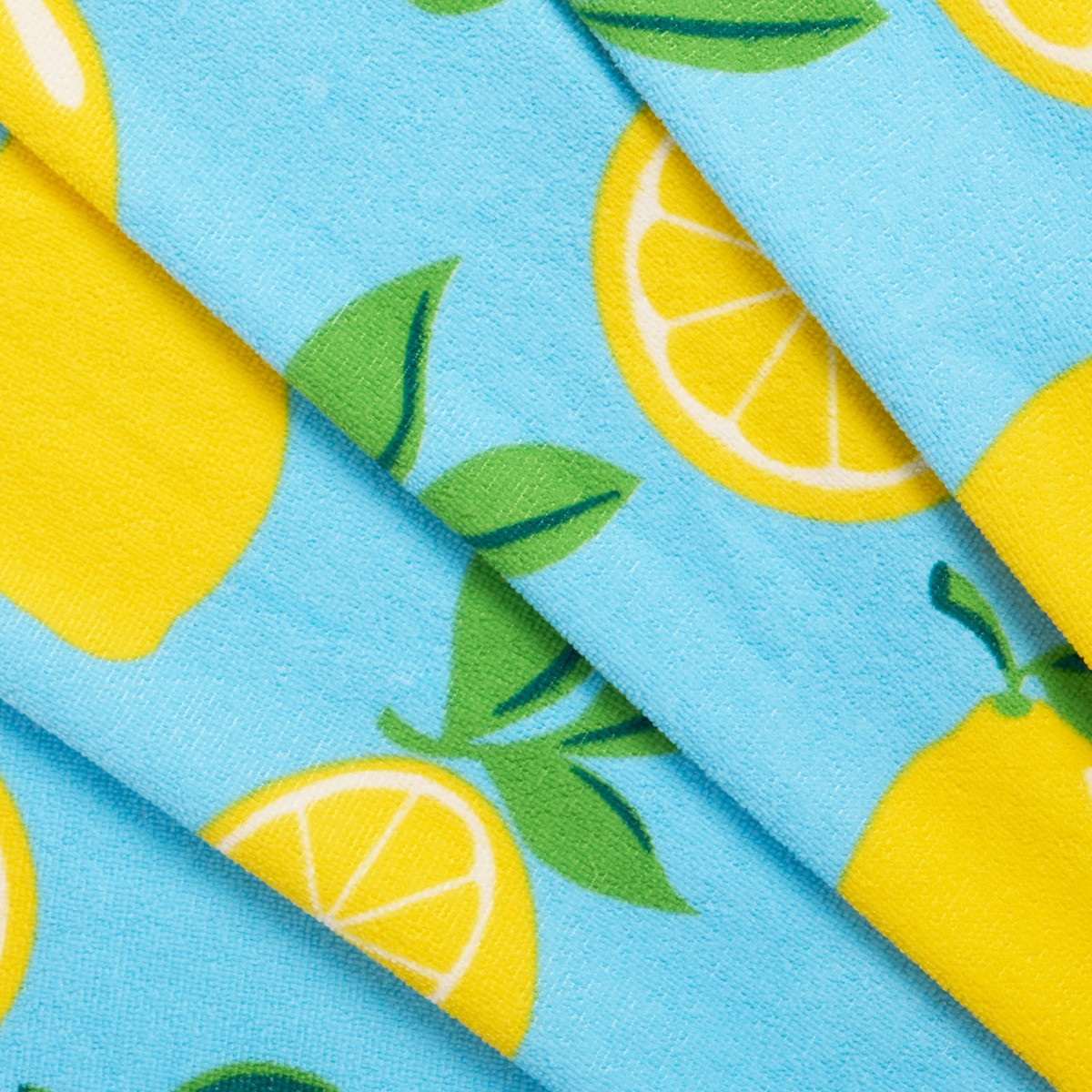 OHS Lemon Print Beach Towel - Blue>