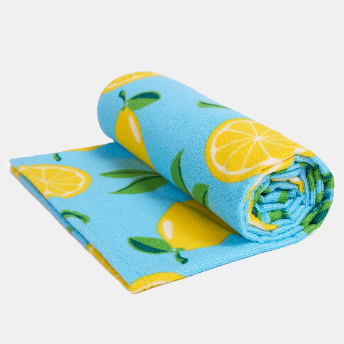 OHS Lemon Print Beach Towel - Blue>