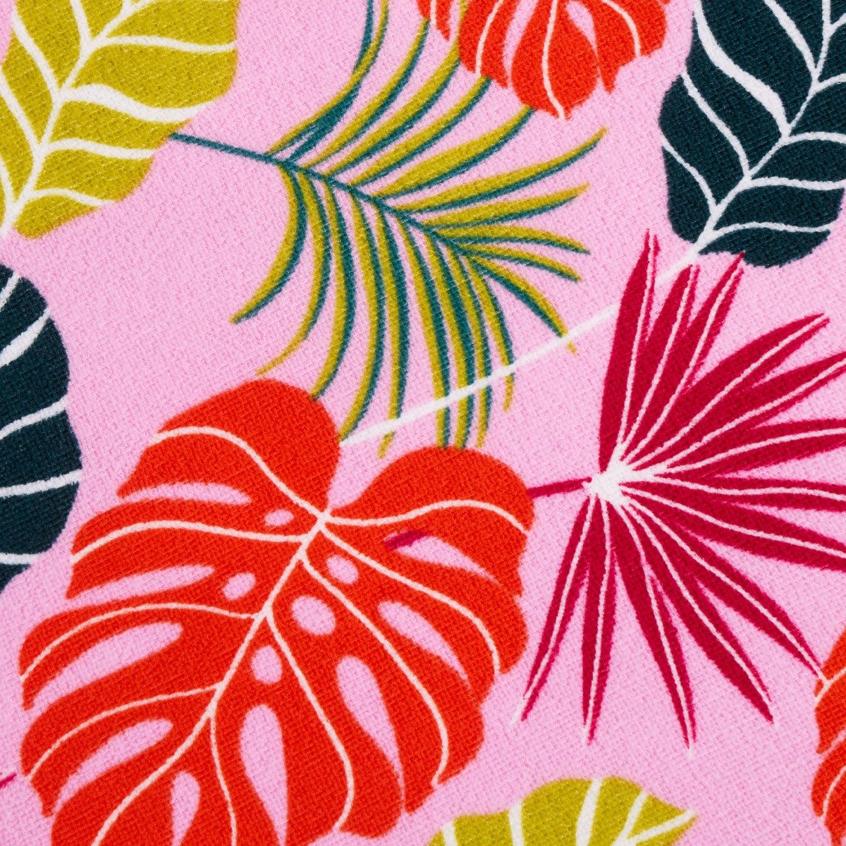 OHS Tropical Leaf Print Beach Towel - Pink>
