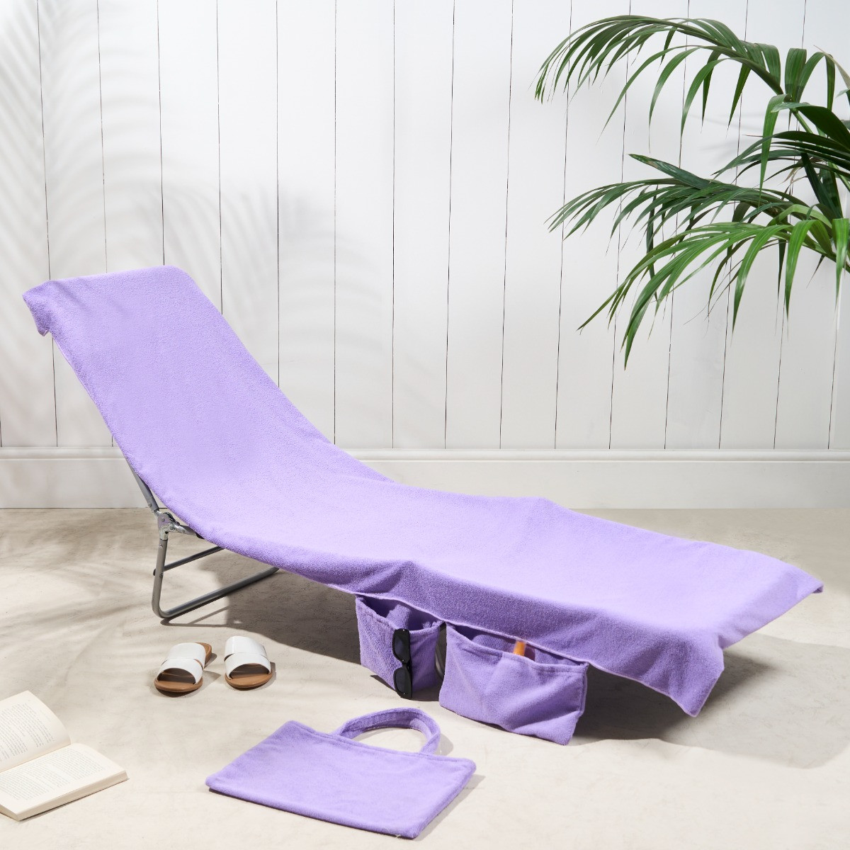 OHS Beach Towel In A Bag Lilac