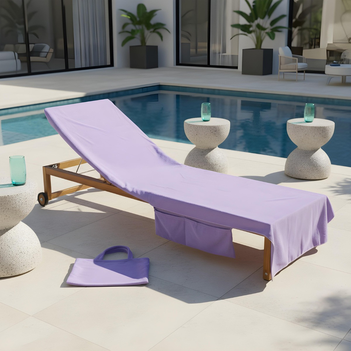 OHS Beach Towel In A Bag - Lilac>