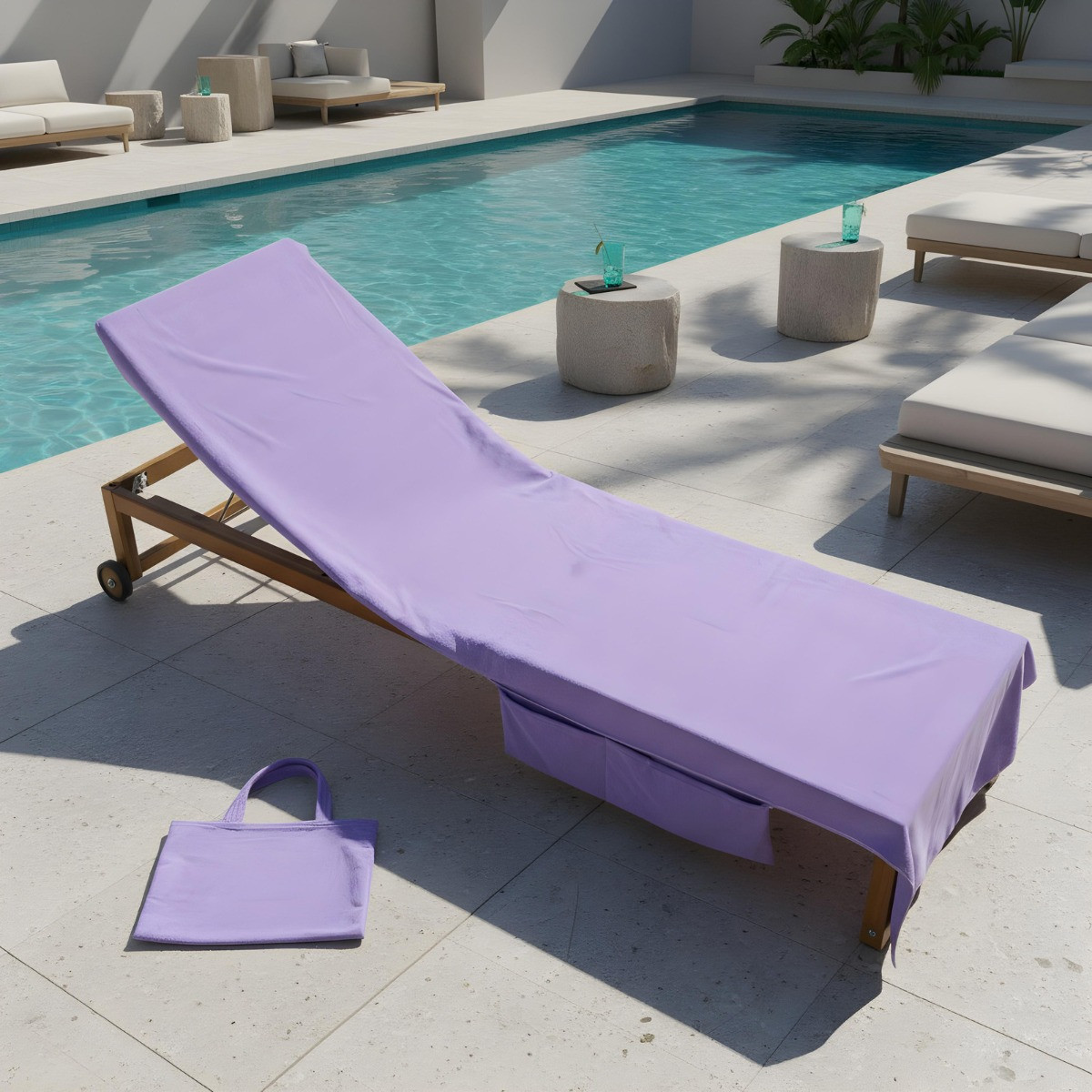 OHS Beach Towel In A Bag - Lilac>