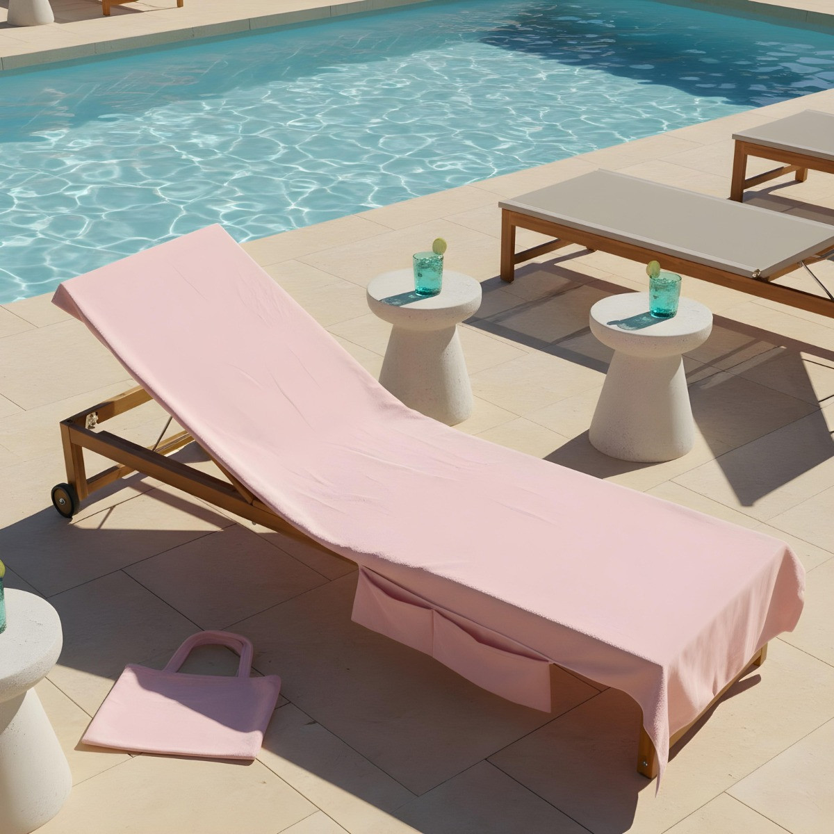 OHS Beach Towel In A Bag - Blush Pink>