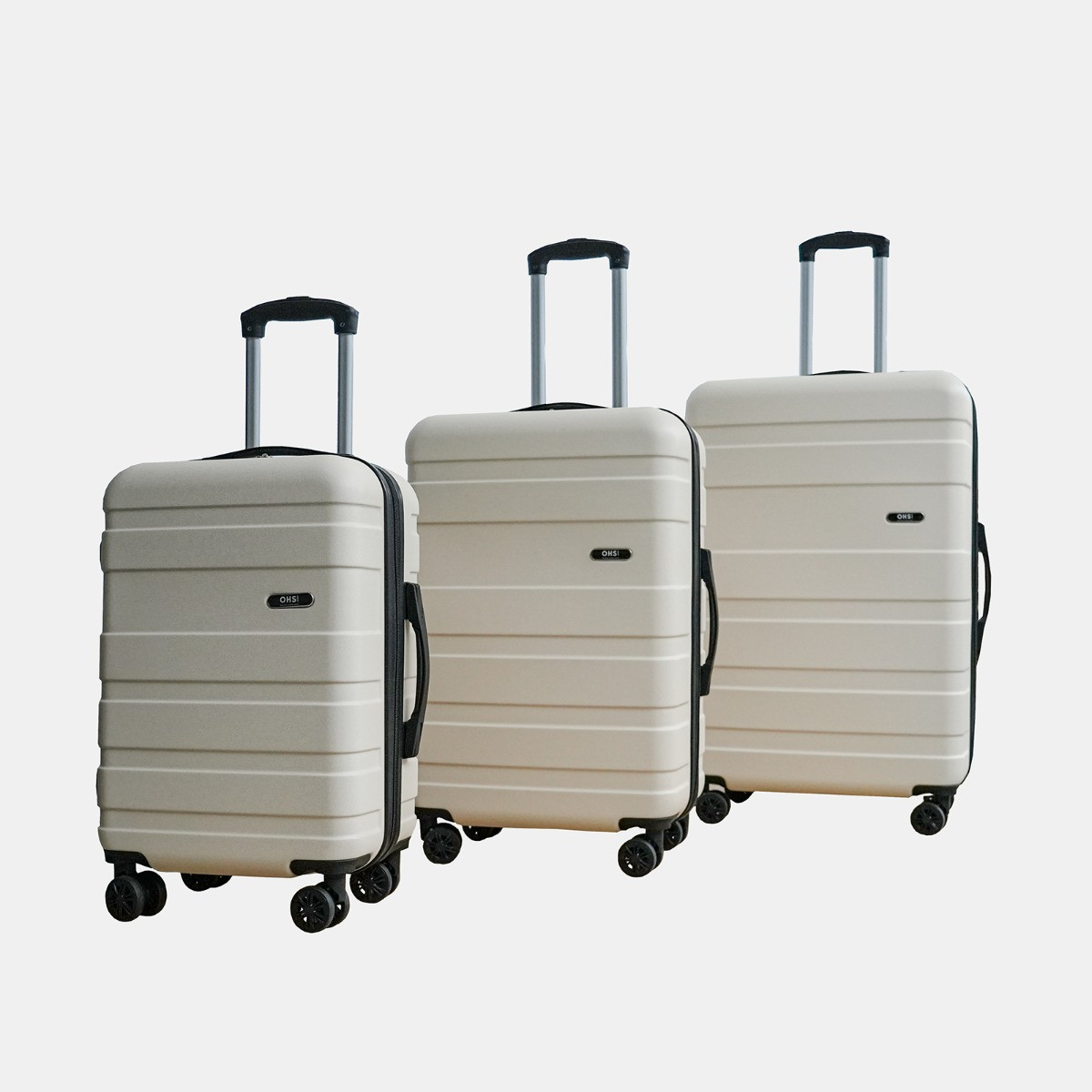 OHS 4 Wheel Hard Shell Suitcase, Cream - 3 Pack>