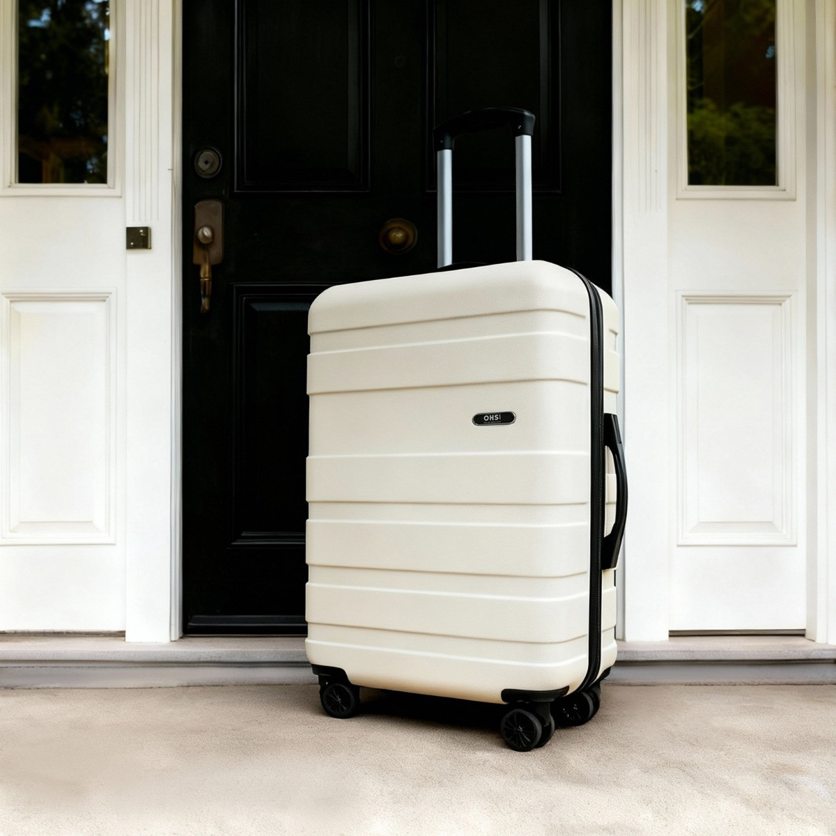 OHS 4 Wheel Hard Shell Suitcase, Cream - 3 Pack>