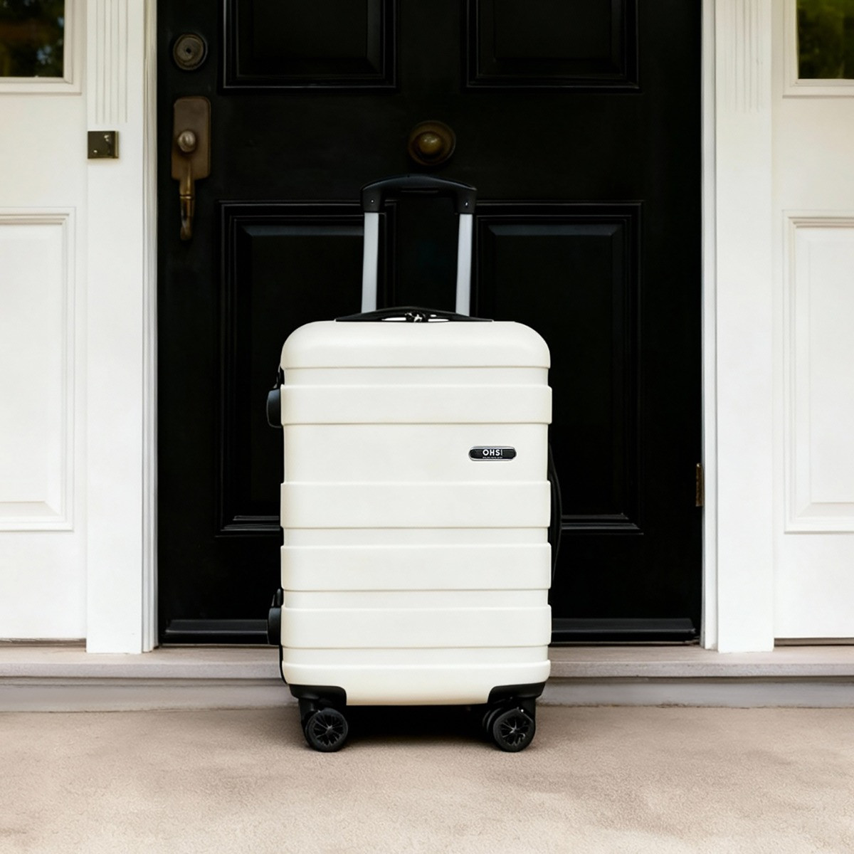 OHS 4 Wheel Hard Shell Suitcase, Cream - 3 Pack>