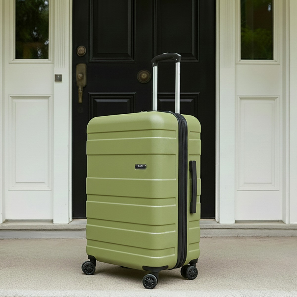 OHS 4 Wheel Hard Shell Suitcase, Olive Green - 3 Pack>