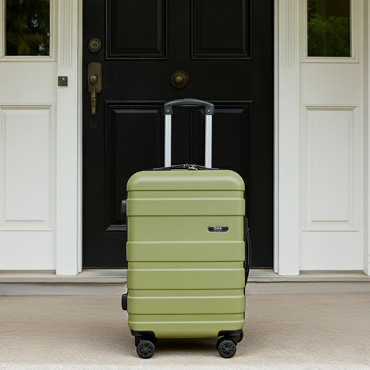 OHS 4 Wheel Hard Shell Suitcase, Olive Green - 3 Pack>