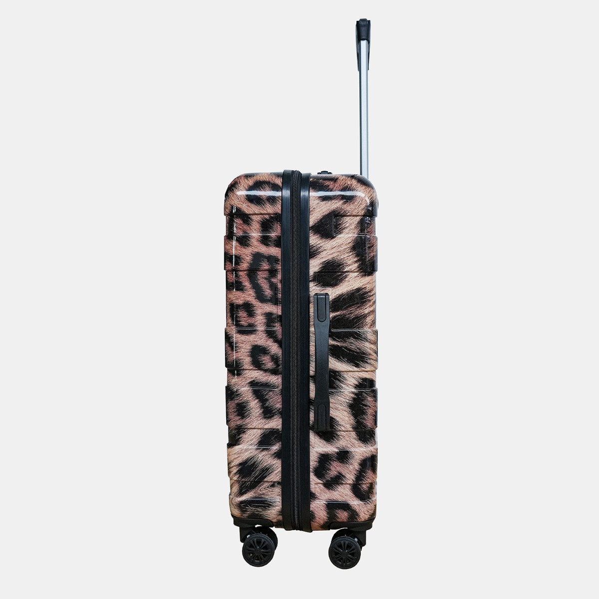 OHS 4 Wheel Leopard Print Hard Shell Suitcase, Natural - 3 Pack>