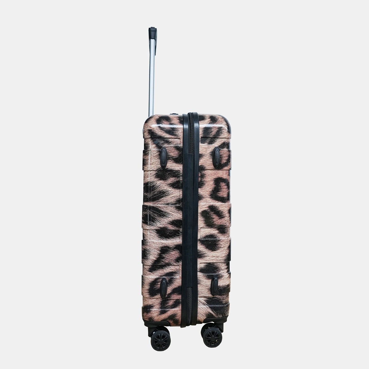 OHS 4 Wheel Leopard Print Hard Shell Suitcase, Natural - 3 Pack>