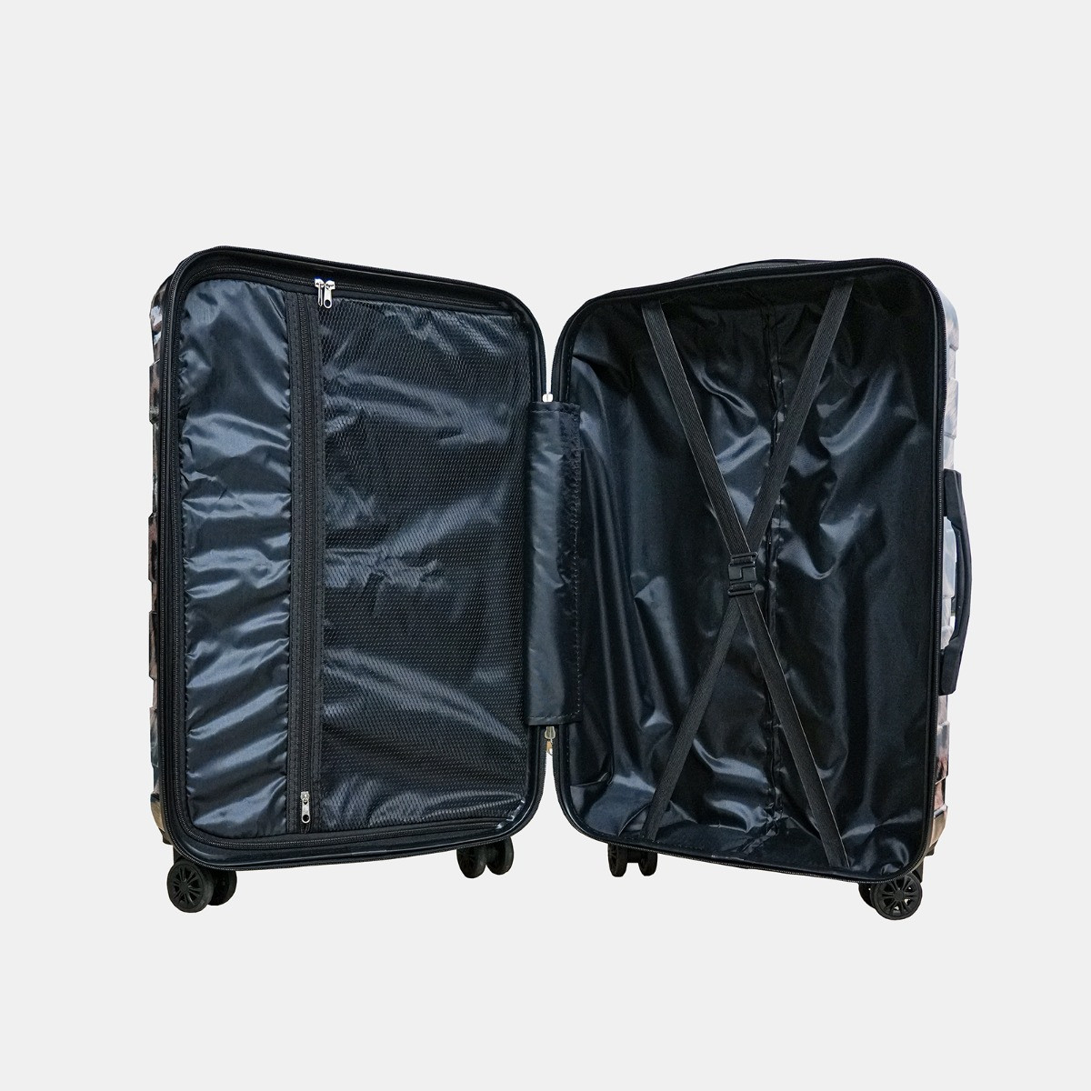 OHS 4 Wheel Leopard Print Hard Shell Suitcase, Natural - 3 Pack>