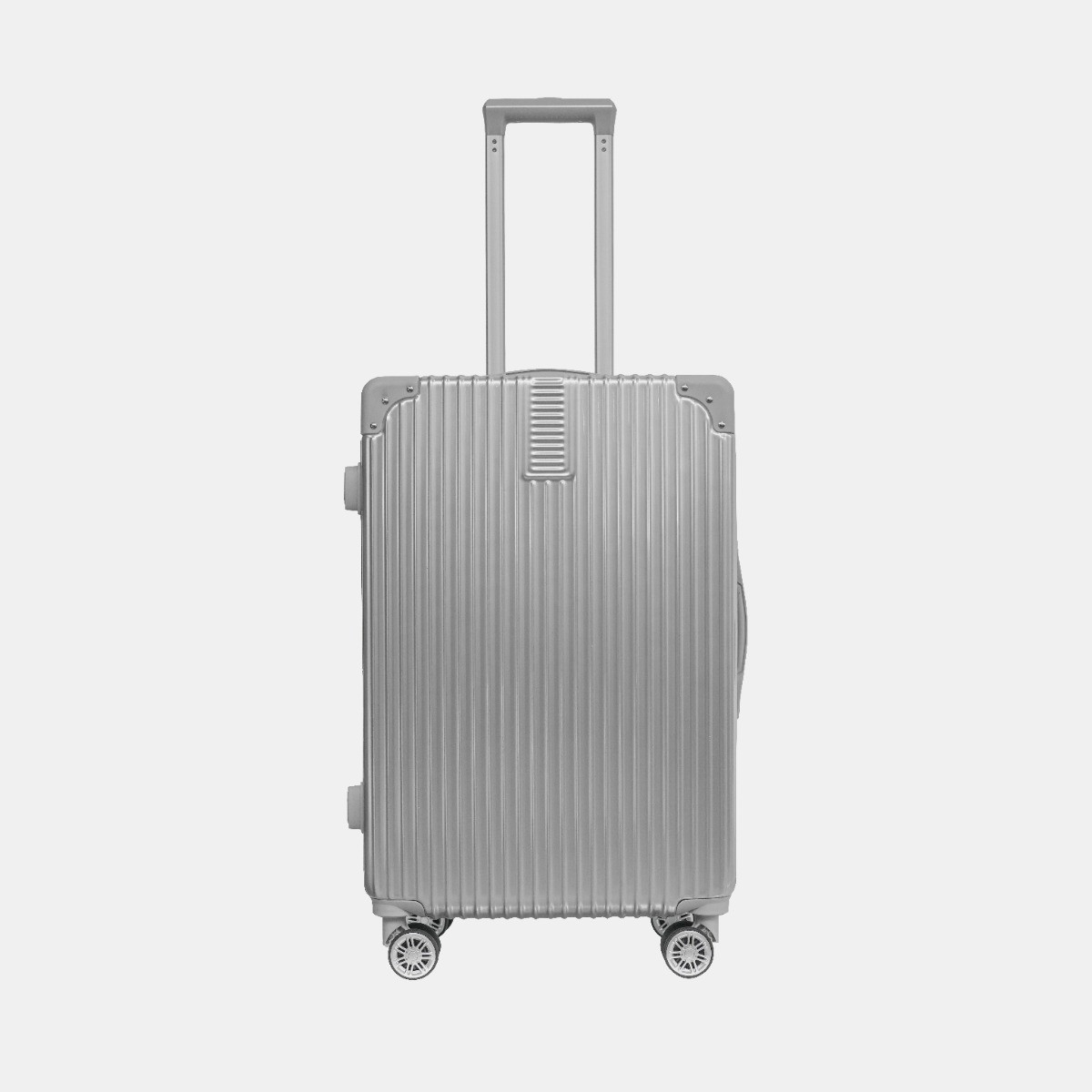 OHS 4 Wheel Hard Shell Metallic Suitcase, Silver - 3 Pack>