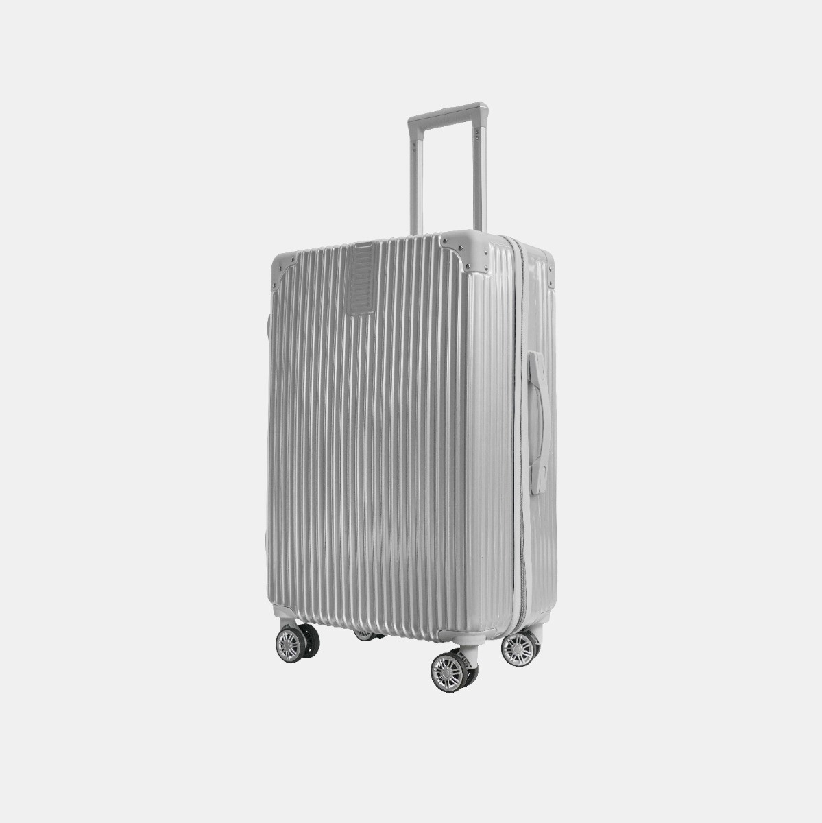 OHS 4 Wheel Hard Shell Metallic Suitcase, Silver - 3 Pack>