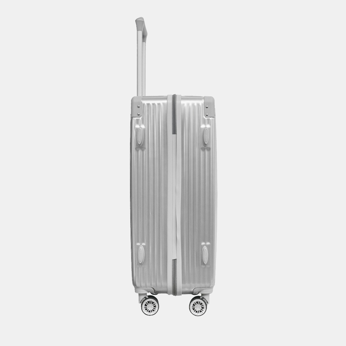 OHS 4 Wheel Hard Shell Metallic Suitcase, Silver - 3 Pack>