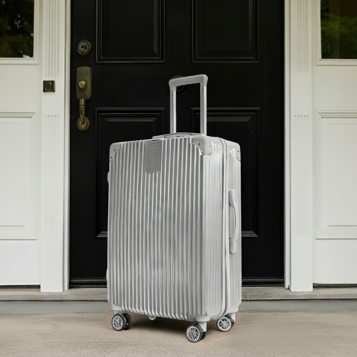 OHS 4 Wheel Hard Shell Metallic Suitcase, Silver - 3 Pack>