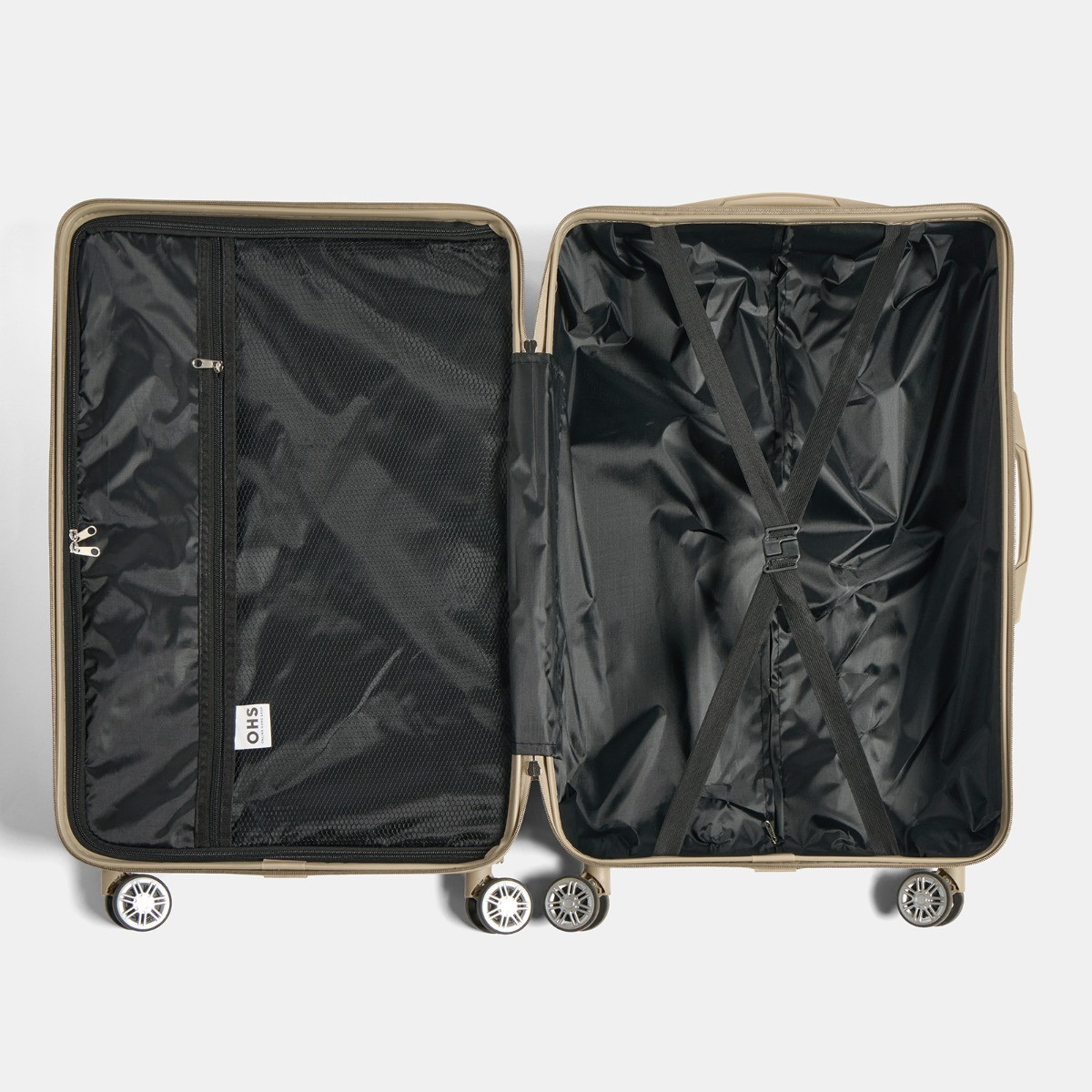 OHS 4 Wheel Hard Shell Metallic Suitcase, Gold - 3 Pack>