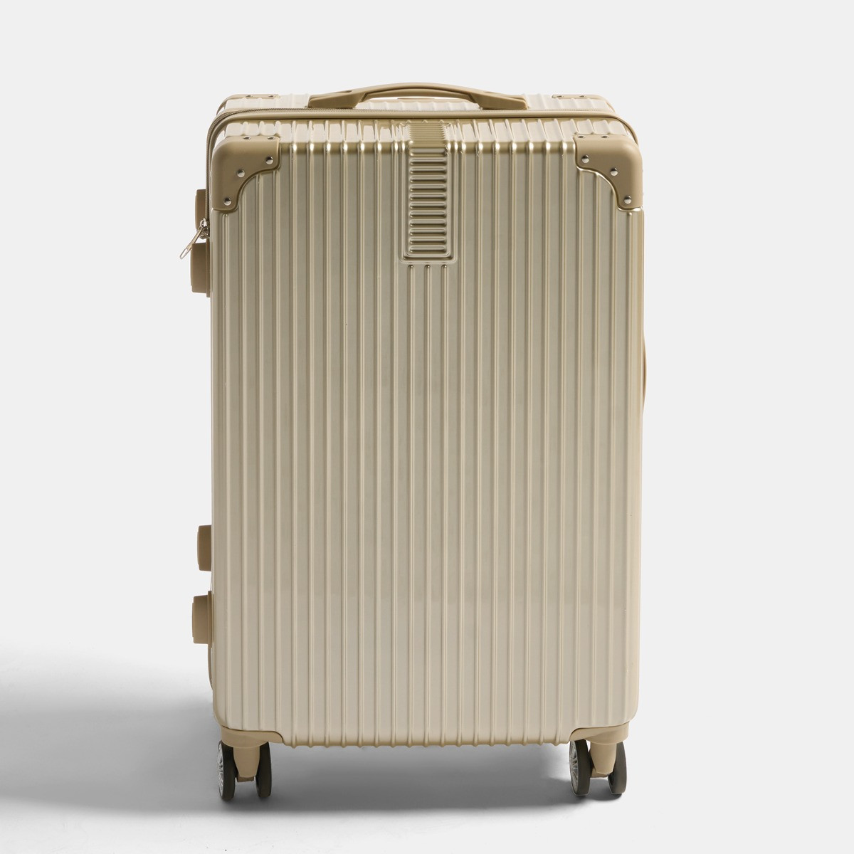OHS 4 Wheel Hard Shell Metallic Suitcase, Gold - 3 Pack>