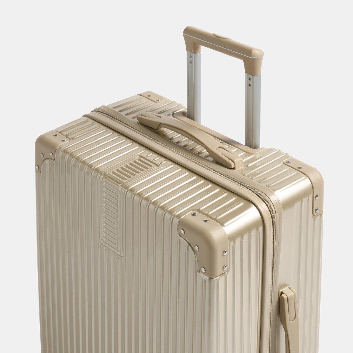OHS 4 Wheel Hard Shell Metallic Suitcase, Gold - 3 Pack>