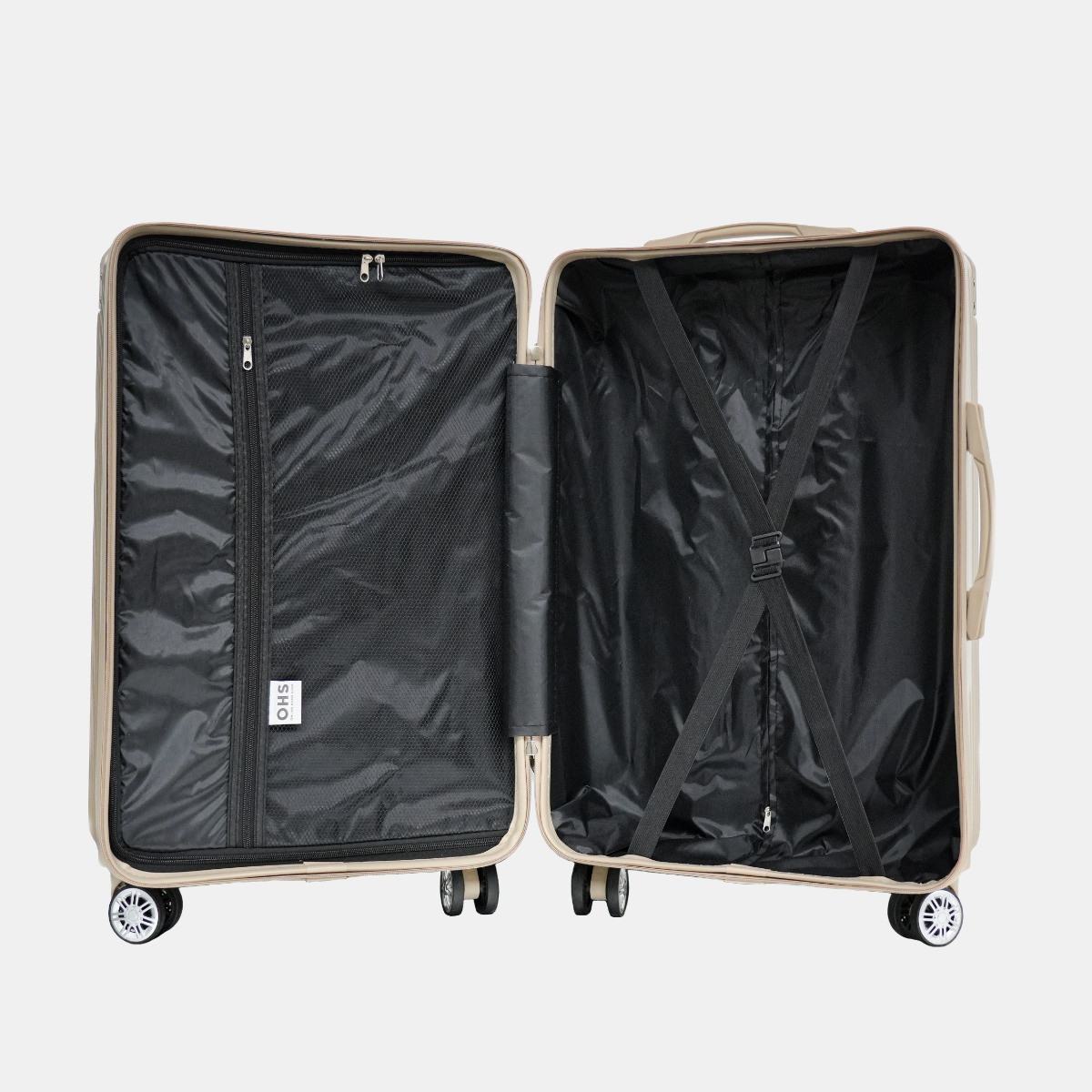 OHS 4 Wheel Hard Shell Metallic Suitcase, Gold - 3 Pack>