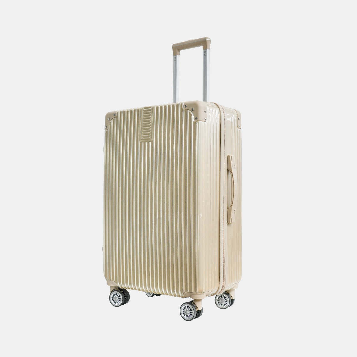 OHS 4 Wheel Hard Shell Metallic Suitcase, Gold - 3 Pack>
