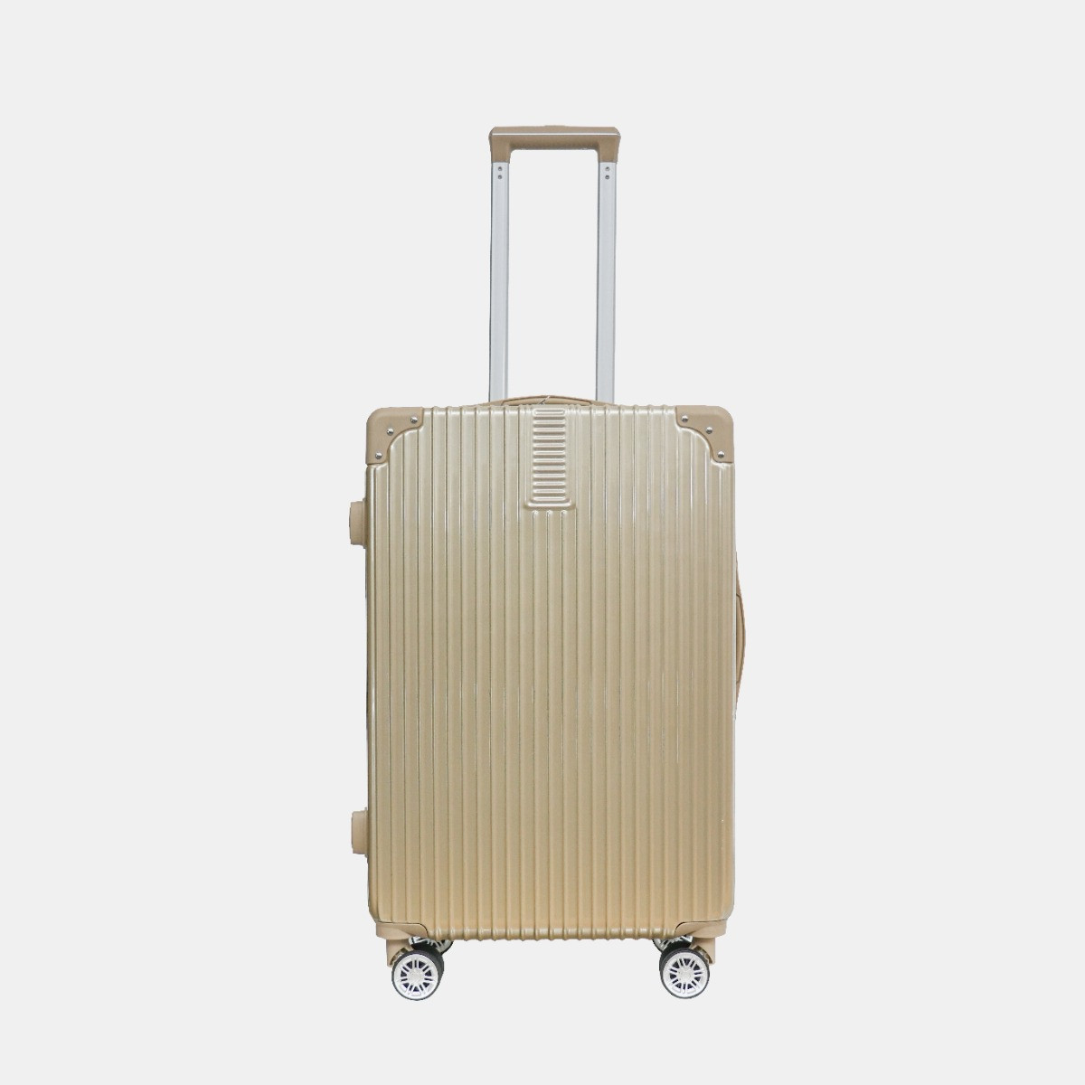 OHS 4 Wheel Hard Shell Metallic Suitcase, Gold - 3 Pack>