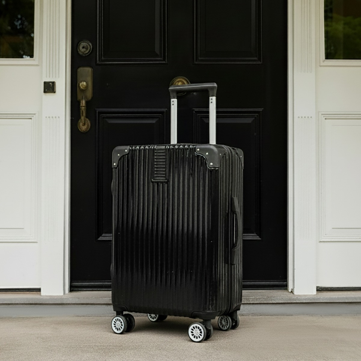OHS 4 Wheel Hard Shell Metallic Suitcase, Black - 3 Pack>
