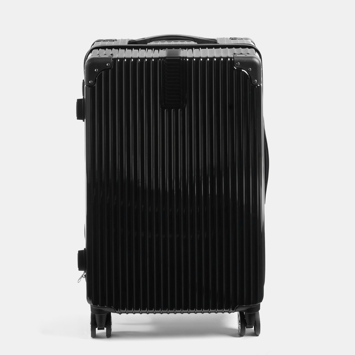 OHS 4 Wheel Hard Shell Metallic Suitcase, Black - 3 Pack>