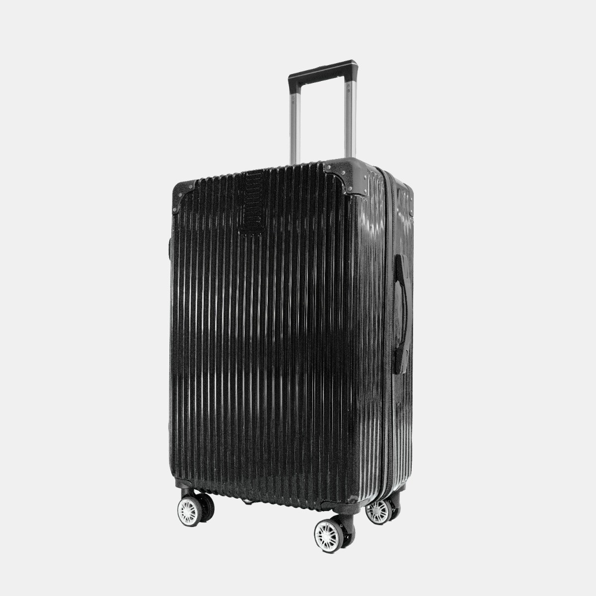 OHS 4 Wheel Hard Shell Metallic Suitcase, Black - 3 Pack>