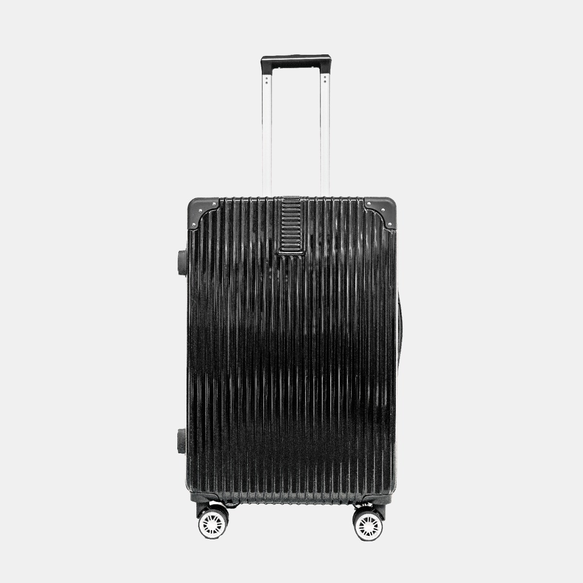 OHS 4 Wheel Hard Shell Metallic Suitcase, Black - 3 Pack>