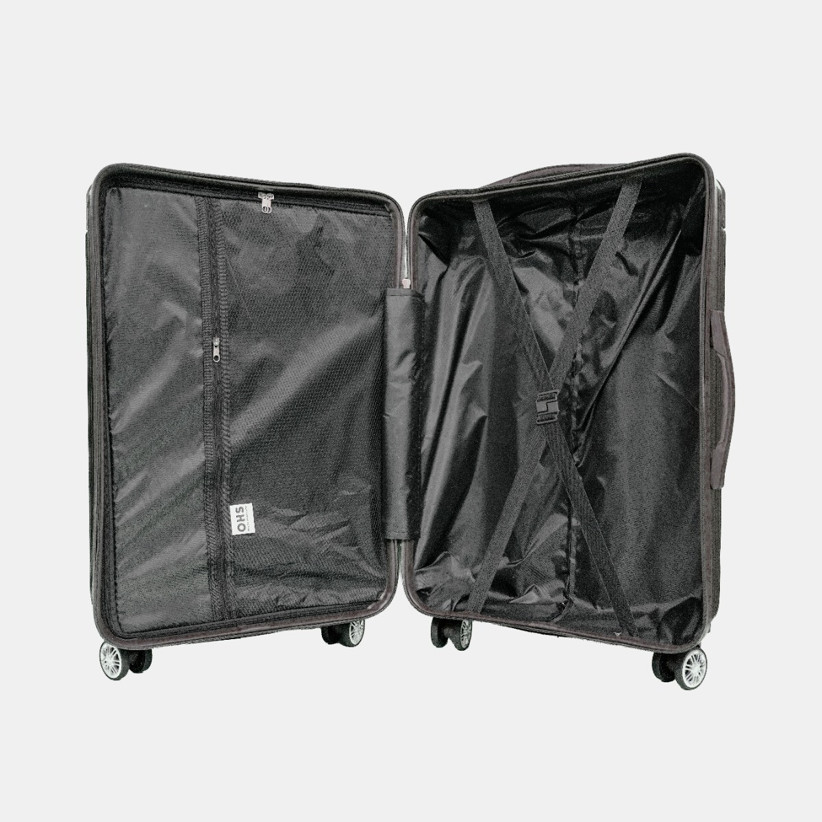 OHS 4 Wheel Hard Shell Metallic Suitcase, Brown - 3 Pack>