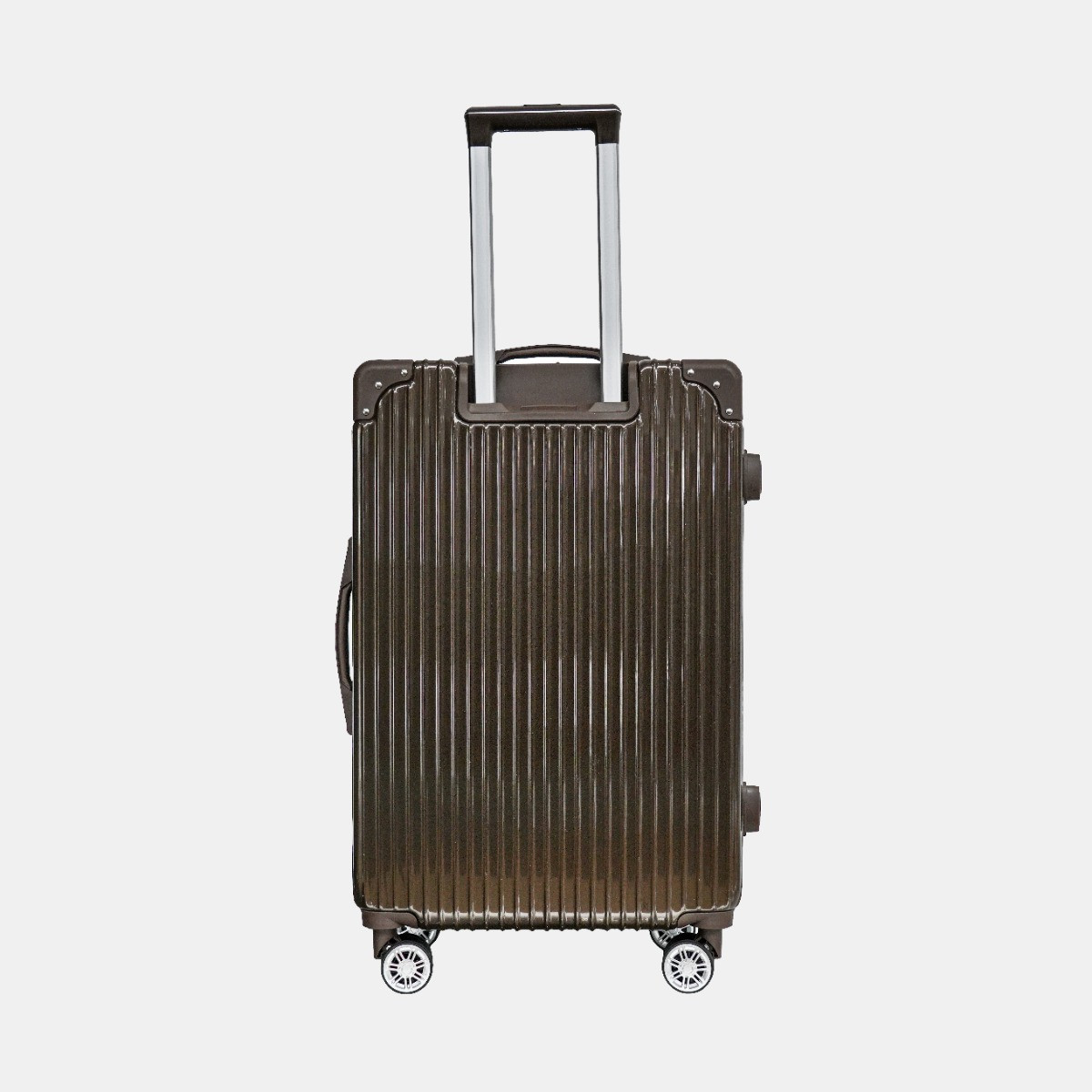 OHS 4 Wheel Hard Shell Metallic Suitcase, Brown - 3 Pack>