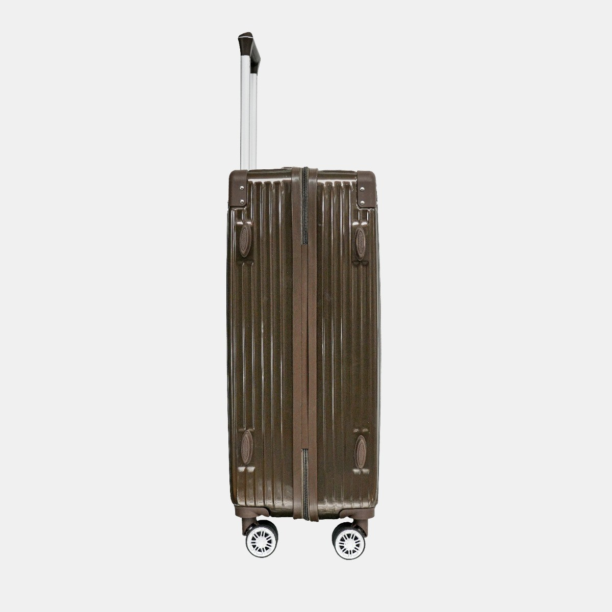 OHS 4 Wheel Hard Shell Metallic Suitcase, Brown - 3 Pack>