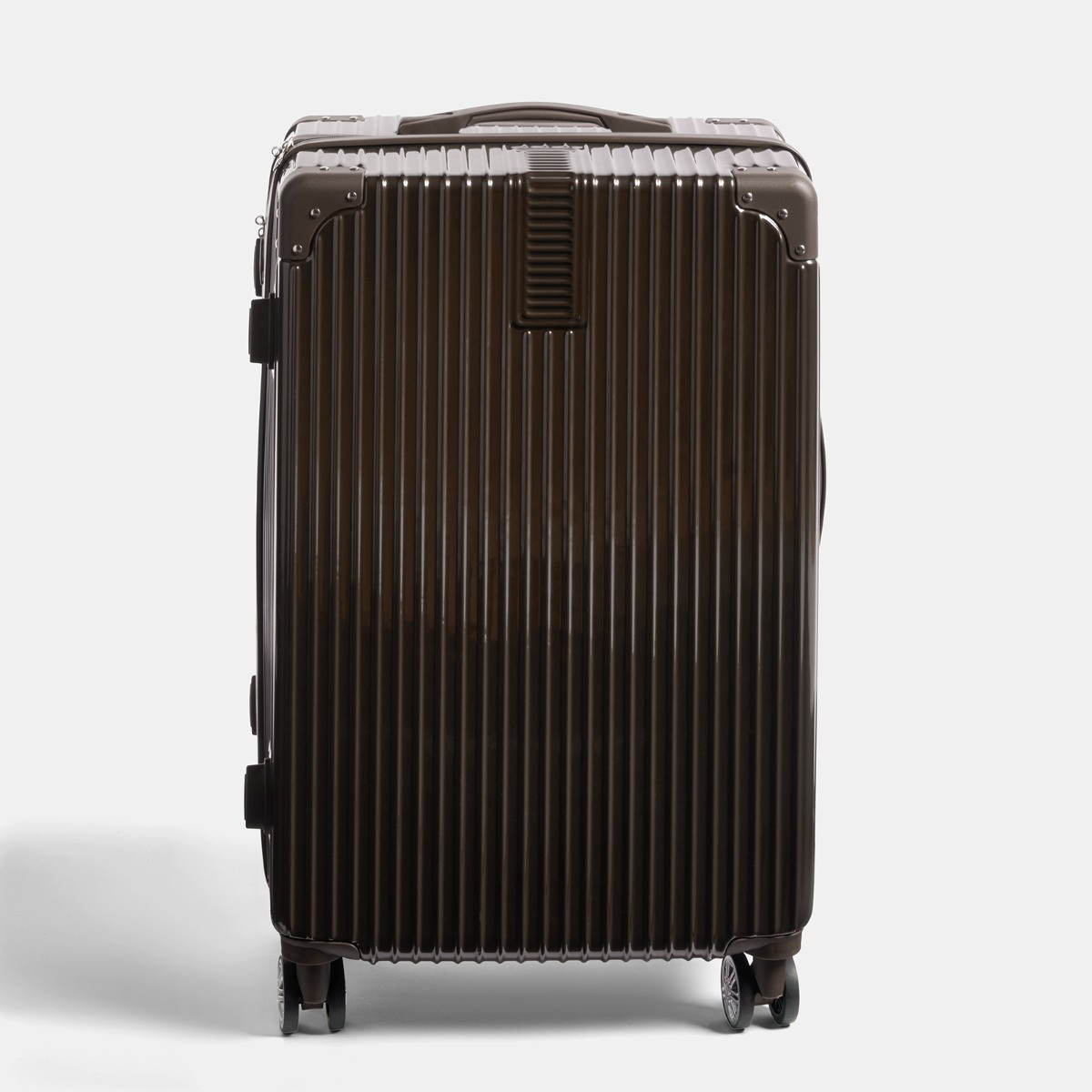 OHS 4 Wheel Hard Shell Metallic Suitcase, Brown - 3 Pack>