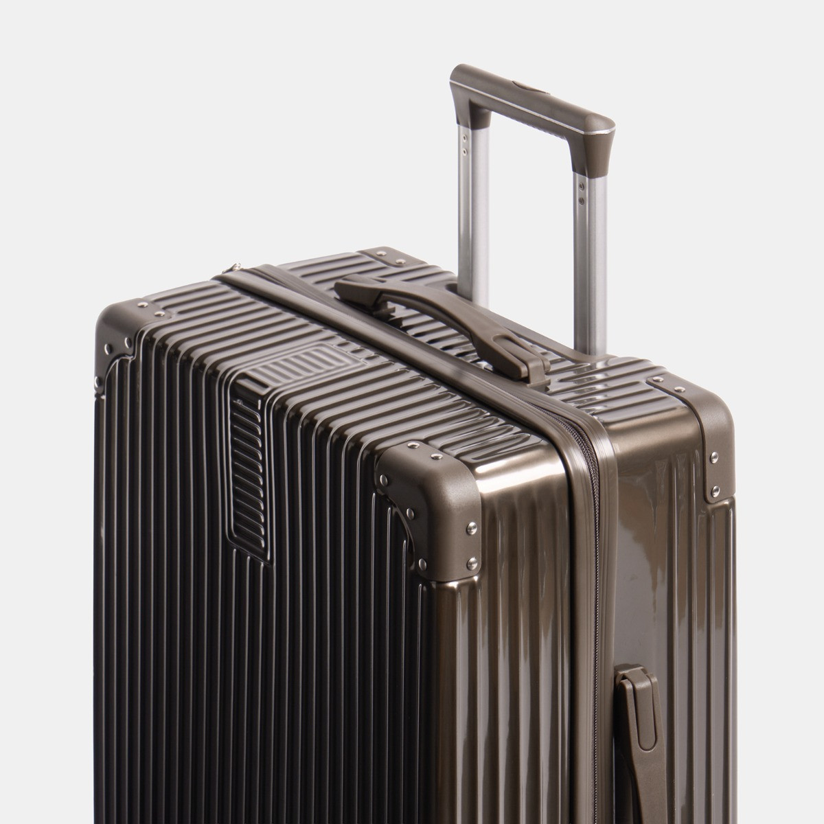 OHS 4 Wheel Hard Shell Metallic Suitcase, Brown - 3 Pack>