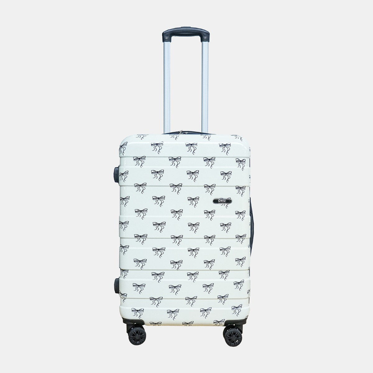 OHS 4 Wheel Bow Print Hard Shell Suitcase, Monochrome - 3 Pack>