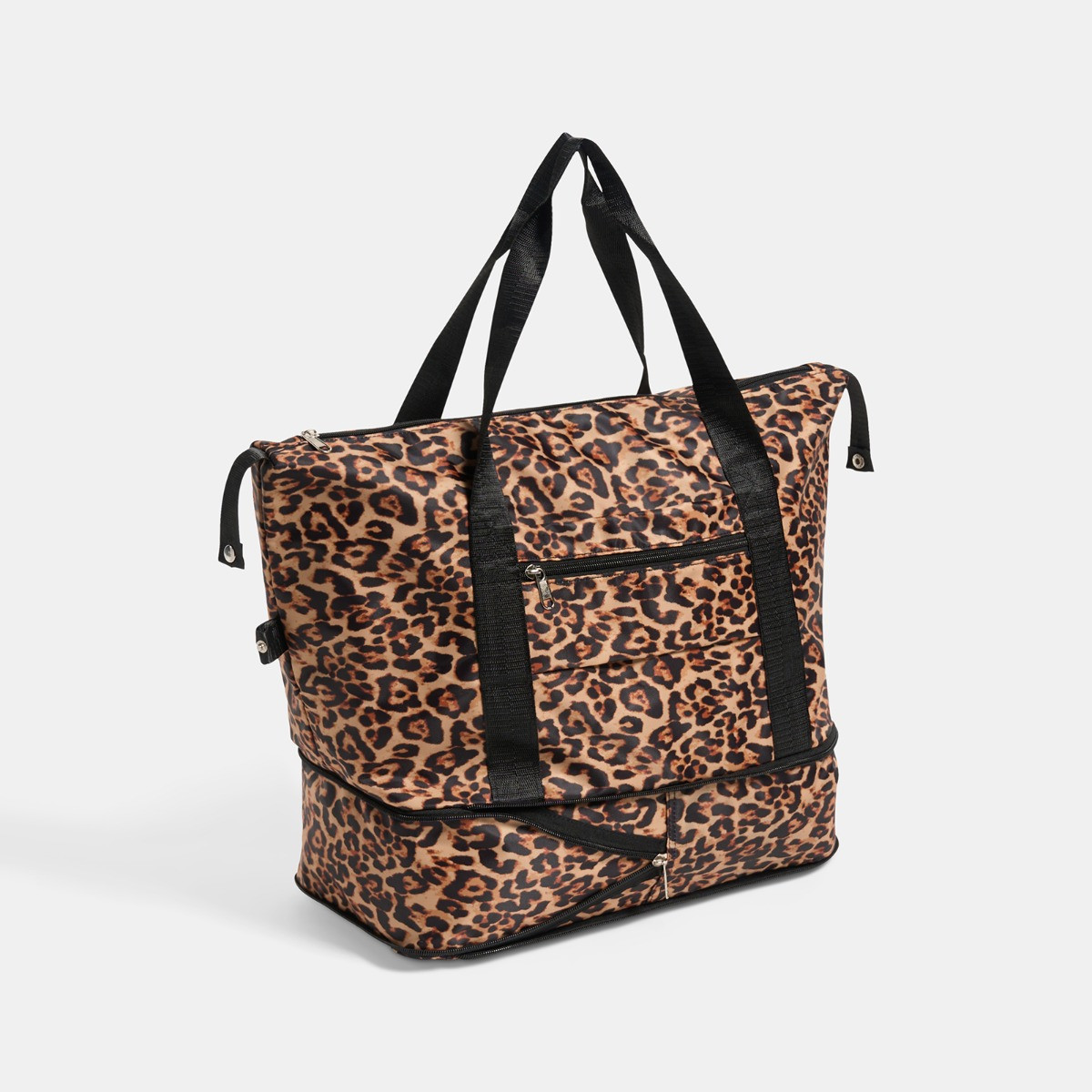 OHS Leopard Print Overnight Weekend Travel Bag - Natural>