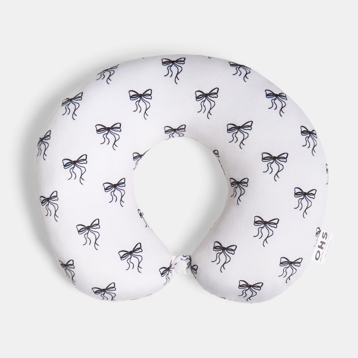 OHS Bow Print Neck PIllow - Monochrome>