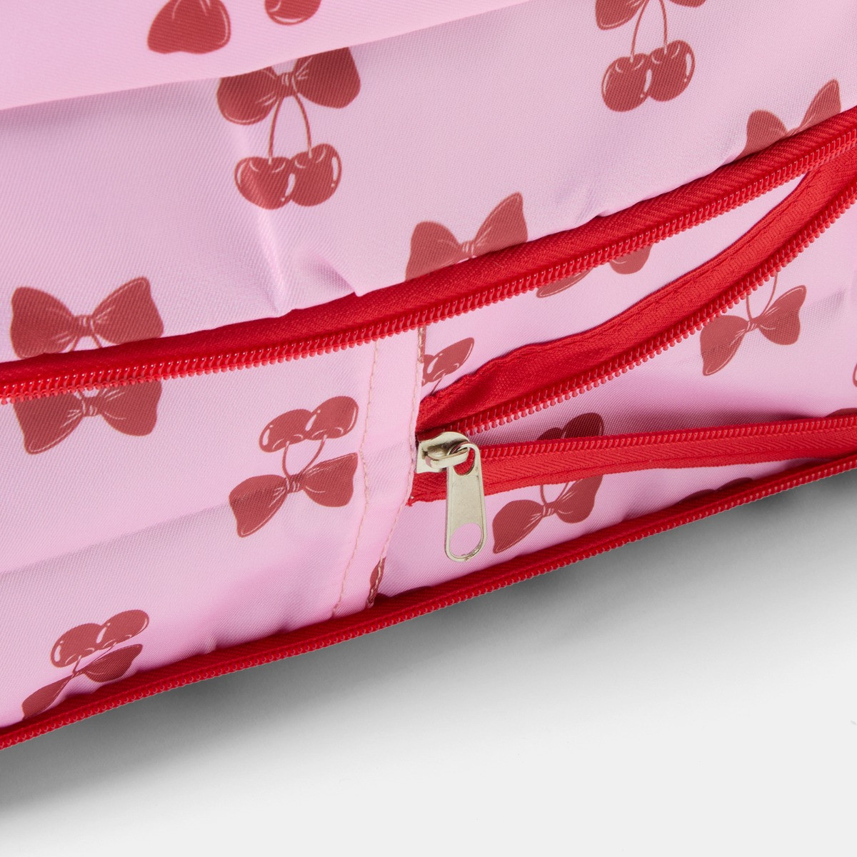 OHS Cherry Bow Print Overnight Weekend Travel Bag - Pink/Red>