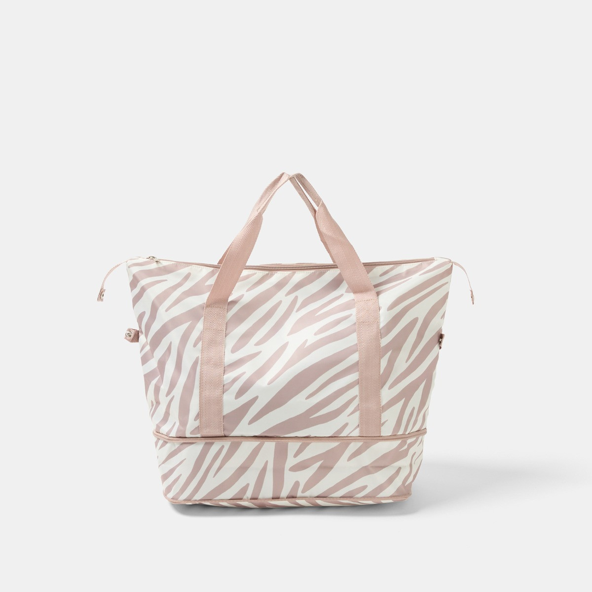 OHS Zebra Print Overnight Weekend Travel Bag - Beige>
