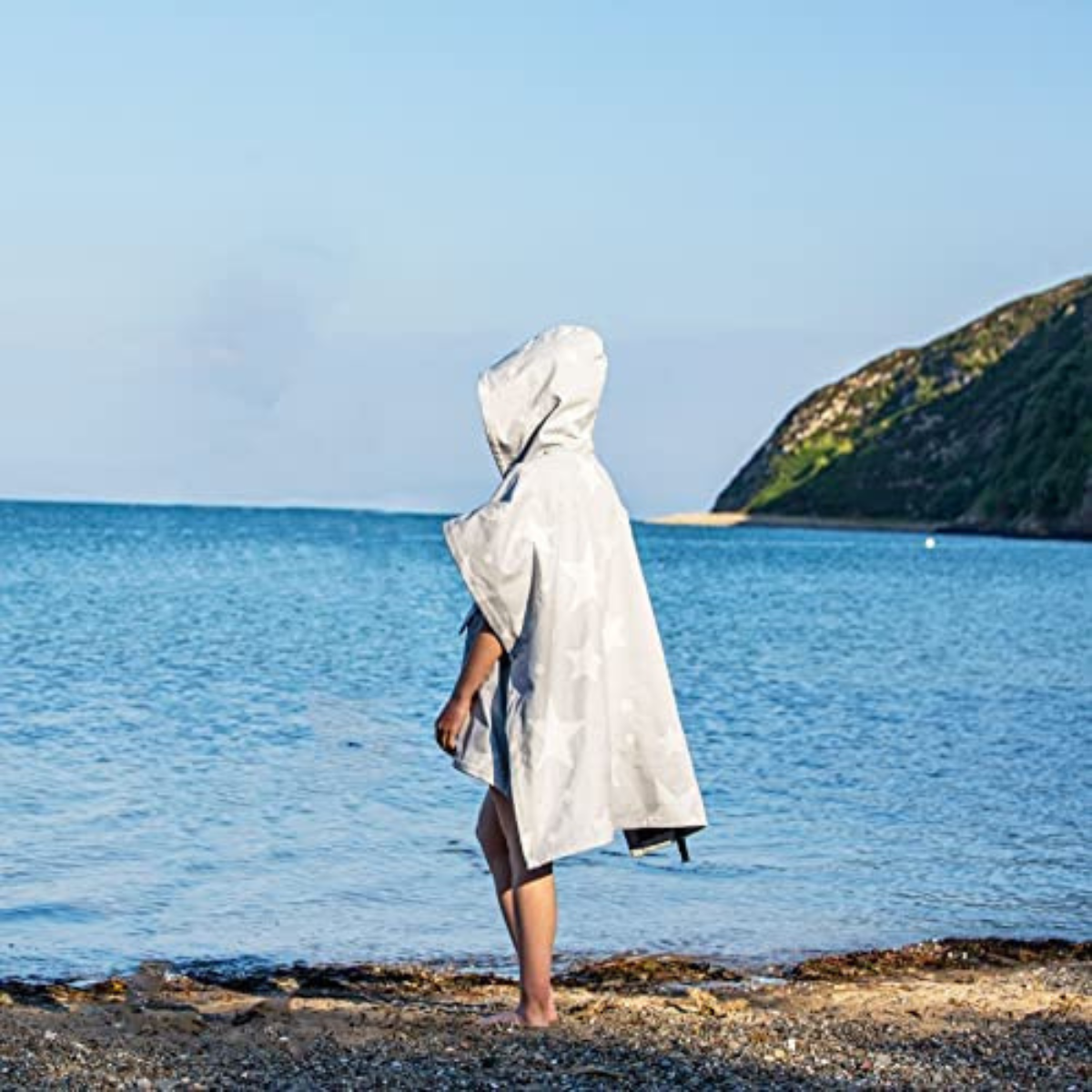 Waterproof 3 in 1 Star Print Towel Poncho - Grey >