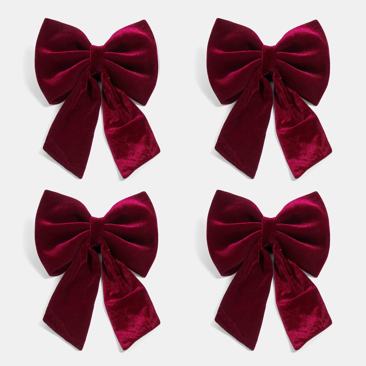 OHS 4 Pack Velvet Chair Bows - Burgundy>