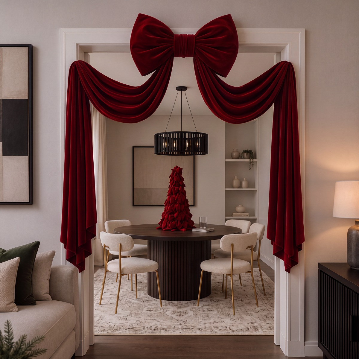 OHS Velvet Christmas Tree Bow - Red>