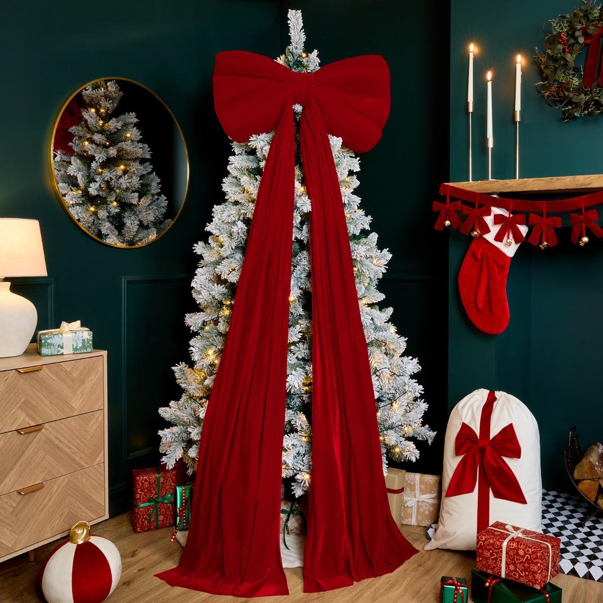 OHS Velvet Christmas Tree Bow - Red>